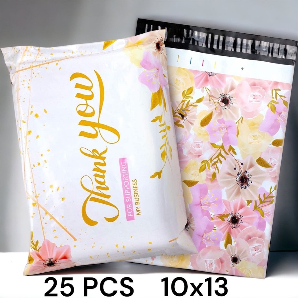 25 10X13 Poly Mailers Thank You Flowers Shipping Envelopes Bags PRICE IS FIRM - Picture 7 of 12